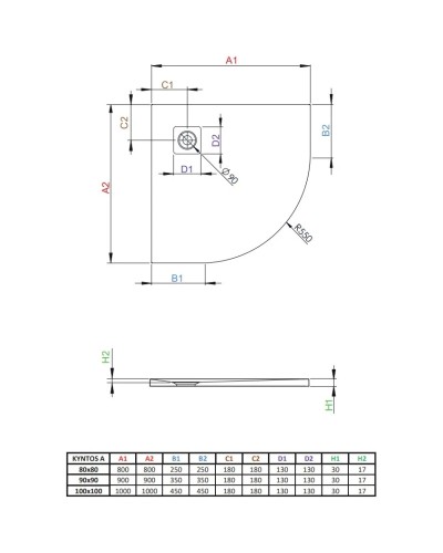 Поддон из литого мрамора 80x80 см Radaway Kyntos A Black HKA8080-54