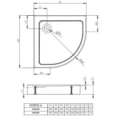 Акриловый поддон 80x80 см Radaway Doros A Compact Stone White SDRA8080-05-04S