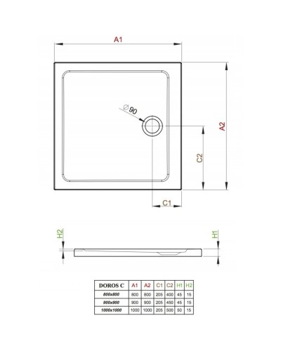 Акриловый поддон 100x100 см Radaway Doros C Stone White SDRC1010-01-04S
