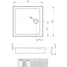 Акриловый поддон 90x90 см Radaway Doros C Compact Stone White SDRC9090-05-04S