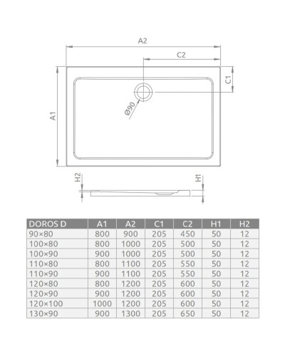 Акриловый поддон 120x80 см Radaway Doros D Stone White SDRD1280-01-04S