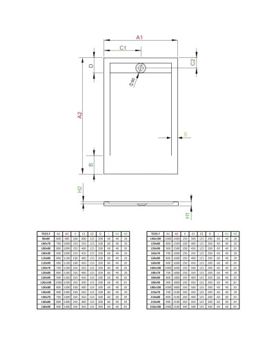 Поддон из литого мрамора 210x90 см Radaway Teos F Anthracite HTF21090-64