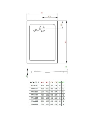 Акриловый поддон 120x90 см Radaway Doros F Stone Anthracite SDRF1290-01-64S
