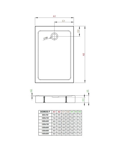 Акриловый поддон 120x70 см Radaway Doros F Compact Stone Anthracite SDRFP1270-05-64S