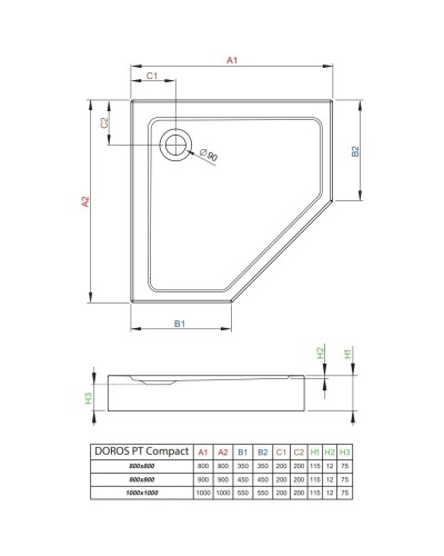 Акриловый поддон 100x100 см Radaway Doros PT Compact Stone White SDRPT1010-05-04S