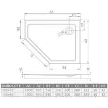 Акриловый поддон 100x90 см Radaway Doros PT E SDRPT1090-01R
