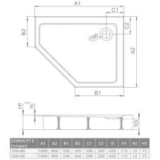 Акриловый поддон 100x90 см Radaway Doros PT E Compact SDRPTP1090-05R