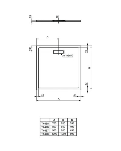 Акриловый поддон 70x70 см Ideal Standard Ultra Flat New T446501