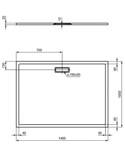 Акриловый поддон 140x100 см Ideal Standard Ultra Flat New T449001