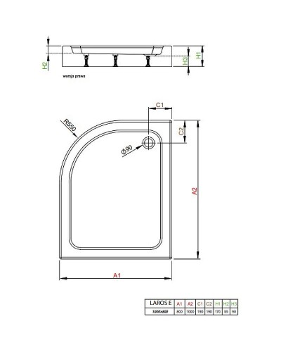 Акриловый поддон для душа Radaway Laros E Compact 100x80 L SLE81017-01L Белый