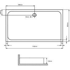 Акриловый поддон 118x80 см Grossman Pragma PR-ST-120QL-R