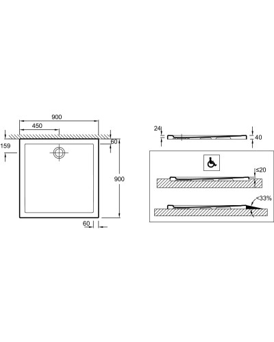 Керамический поддон 90х90 см Jacob Delafon Kyreo ENC90-00