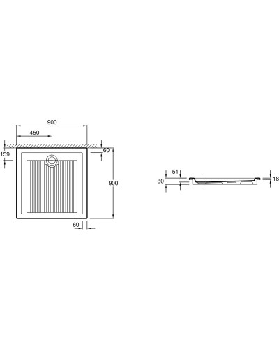 Керамический поддон 90х90 см Jacob Delafon Kyreo EN134-00