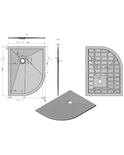 Душевой поддон из литого мрамора 120х90 см Vincea VST-4SQ9012W-R