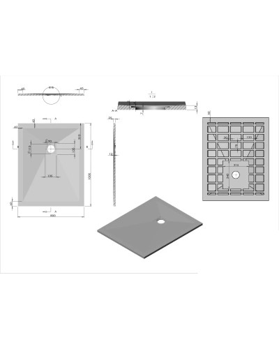 Душевой поддон из литого мрамора 100х80 см Vincea VST-4SR8010A