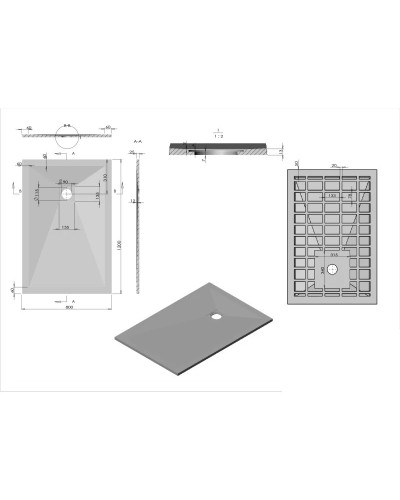Душевой поддон из литого мрамора 120х80 см Vincea VST-4SR8012A