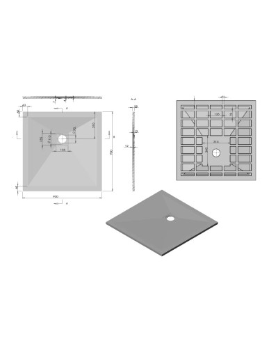Душевой поддон из литого мрамора 90х90 см Vincea VST-4SR9090A