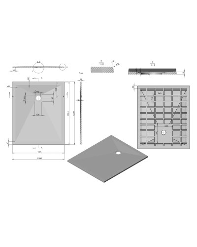 Душевой поддон из литого мрамора 120х100 см Vincea VST-4SR1012W