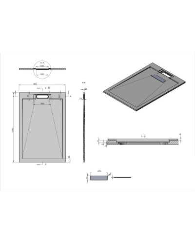 Душевой поддон из литого мрамора 120х80 см Vincea VST-4SRL8012W