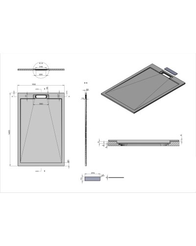 Душевой поддон из литого мрамора 140х90 см Vincea VST-4SRL9014W