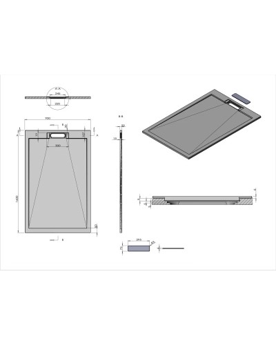 Душевой поддон из литого мрамора 160х90 см Vincea VST-4SRL9016W