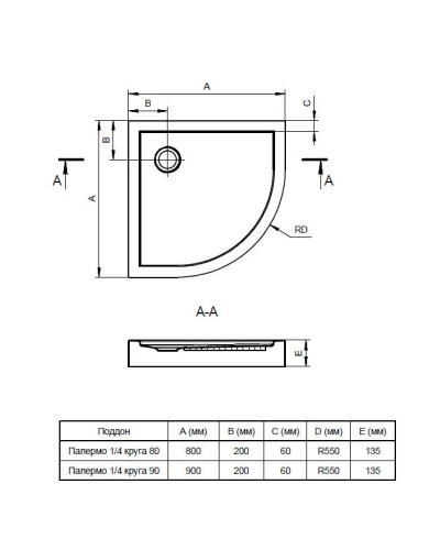 Акриловый поддон 80x80 см Santek Палермо 1.WH30.2.477