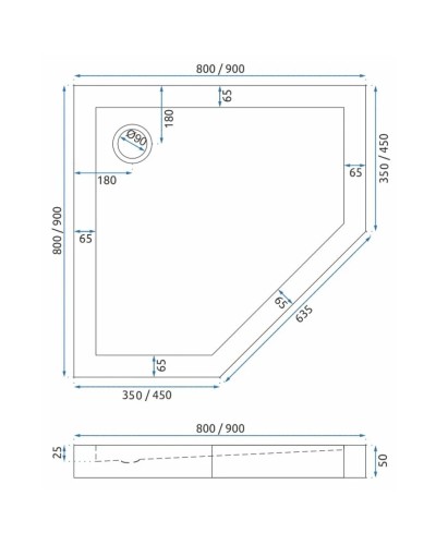 Акриловый поддон 90х90 см Rea Diamond REA-K6522