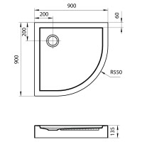 Акриловый поддон 90x90 см Santek Палермо 1.WH30.2.478