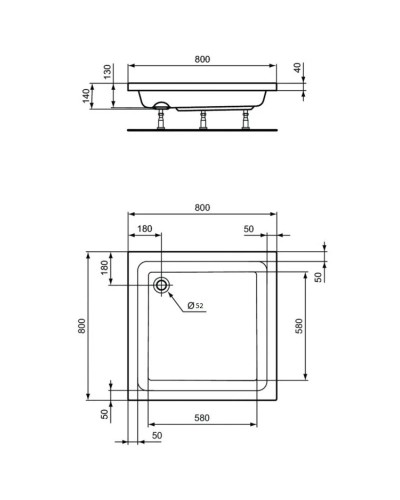 Акриловый поддон 80x80 см Ideal Standard Hotline K276401