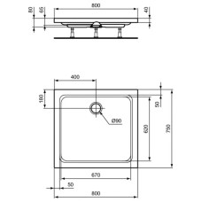 Акриловый поддон 80x75 см Ideal Standard Hotline K277101