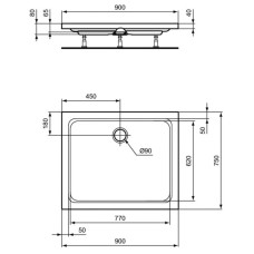 Акриловый поддон 90x75 см Ideal Standard Hotline K277201