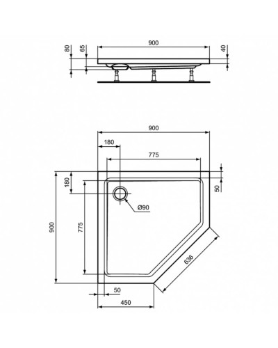 Акриловый поддон 90x90 см Ideal Standard Hotline K278301