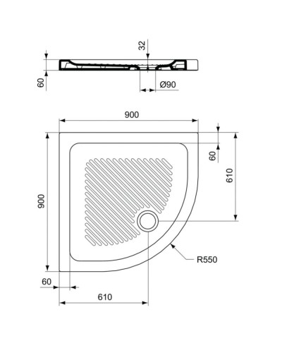 Керамический поддон 90х90 см Ideal Standard Connect T266801