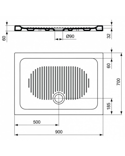 Керамический поддон 90х70 см Ideal Standard Connect T267001