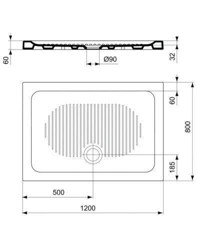 Керамический поддон 120х80 см Ideal Standard Connect T267901