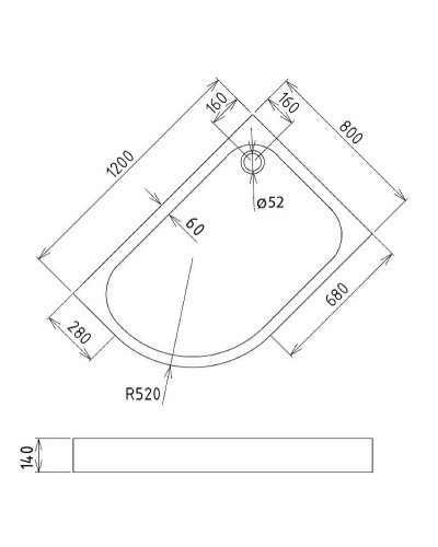 Акриловый поддон для душа Gemy 120х80 ST18 R Белый