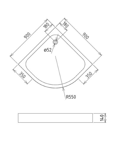 Акриловый поддон для душа Gemy 90х90х14 радиальный Белый