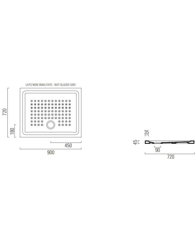 Керамический поддон 90х72 см GSI 438809