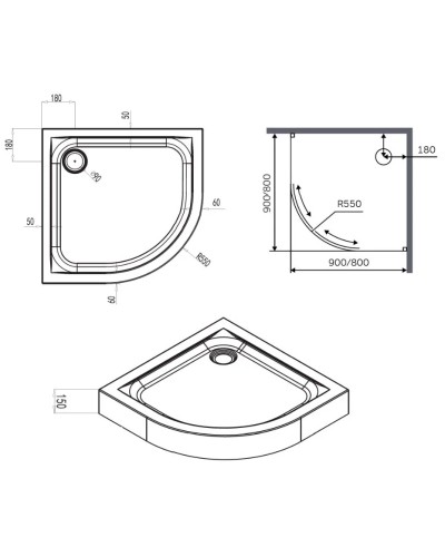 Акриловый поддон 90x90 см Am.Pm X-Joy W88T-205-090W64