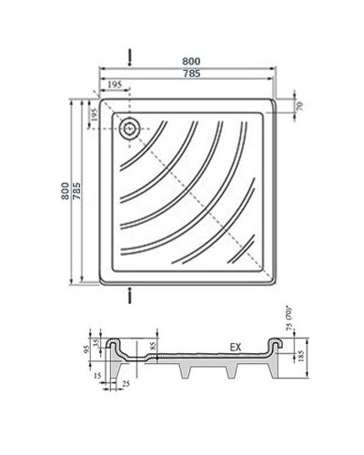 Акриловый поддон для душа Ravak Angela 80х80 EX A004401320 Белый