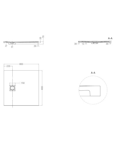Душевой поддон из литьевого мрамора 80x80 см Salini S-Stone Oasi 120323M