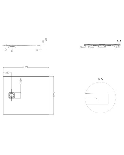 Душевой поддон из литьевого мрамора 120x100 см Salini S-Stone Oasi 120325M