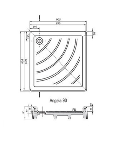 Акриловый поддон для душа Ravak Angela 90х90 PU A007701120 Белый