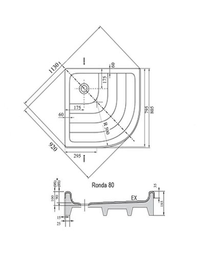 Акриловый поддон для душа Ravak Ronda 80х80 EX A204001320 Белый