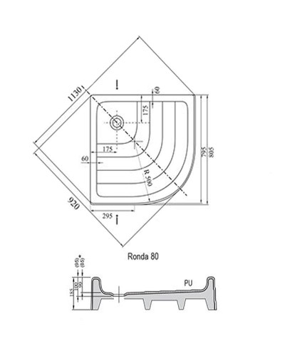 Акриловый поддон для душа Ravak Ronda 80х80 PU A204001120 Белый