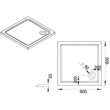 Акриловый поддон 90x90 см Vincea VST-5AS-9090