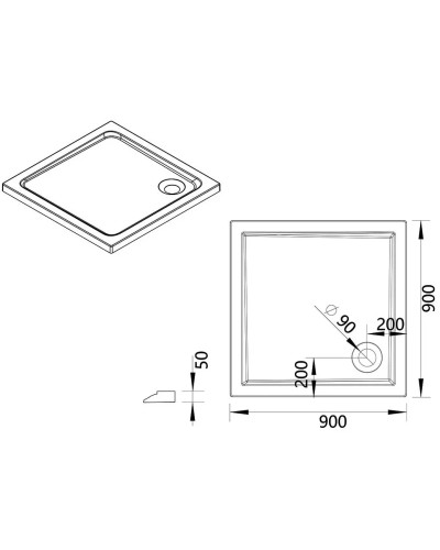 Акриловый поддон 90x90 см Vincea VST-5AS-9090
