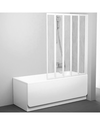 Шторка на ванну Ravak Supernova VS5 114 794E010041 профиль Белый витраж пластик Rain