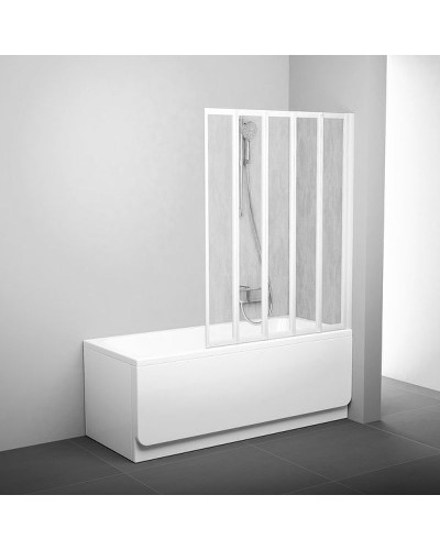 Шторка на ванну Ravak Supernova VS5 114 794E010041 профиль Белый витраж пластик Rain