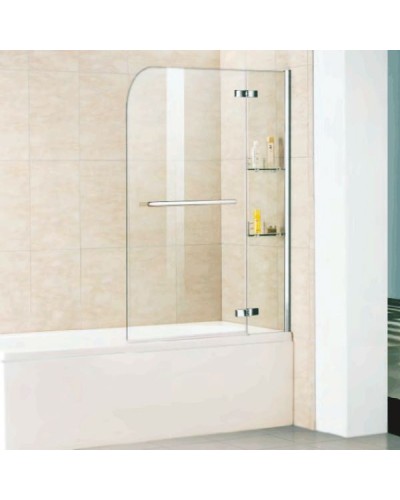 Шторка на ванну WeltWasser WW100 D2AK 100 с полотенцедержателем и полками 10000001237 профиль Хром стекло прозрачное
